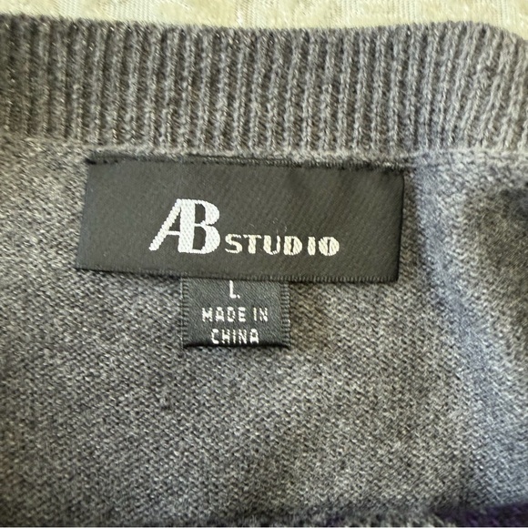 AB Studio Y2K Dark Academia Purple & Grey Argyle Boat Neck Sweater Size Large - Picture 3 of 6